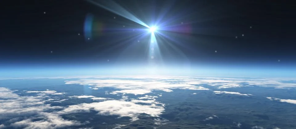 Sunrise from space Stock Illustration