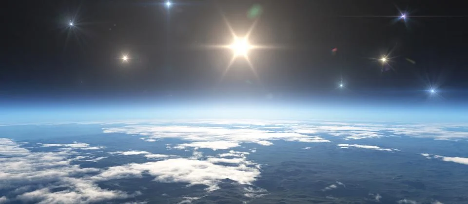 Sunrise from space Illustrazione stock