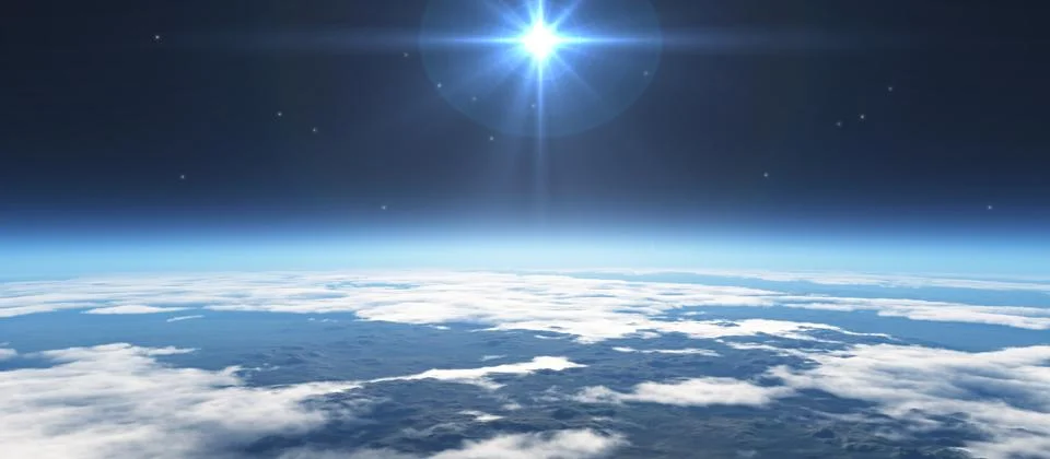 Sunrise from space Illustrazione stock