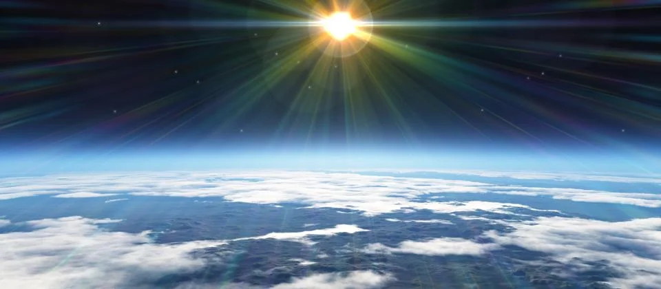 Sunrise from space Stock Illustration