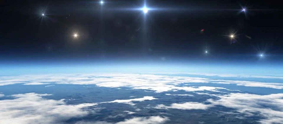 Sunrise from space Illustrazione stock