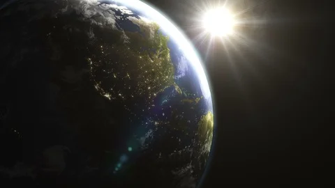 Sunrise from Space. USA from space Video stock 107079881