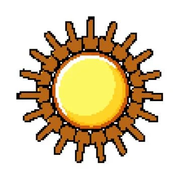 Sunrise sun pixel art vector illustration Stock Illustration