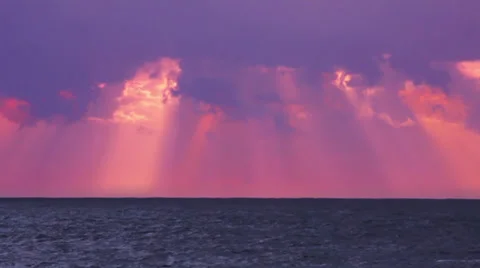 Sunrise Sun Rays and Ocean Time Lapse Stock Footage 35168688