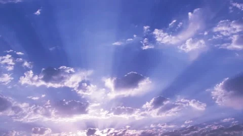 Sunrise with sun rays on the blue sky Stock Footage 903355