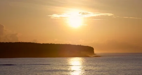 Sunrise Sunset at ocean, Galapagos islands. Charles Darwin Island Stock Footage