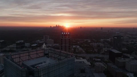 Sunrise Sunset over Downtown and uptown Houston from Drone Stock Footage 246700309