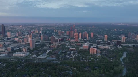 Sunrise Sunset over Downtown and uptown Houston from Drone Stock-Footage 246700335