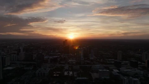 Sunrise Sunset over Downtown and uptown Houston from Drone Stockbeeldmateriaal 246700452