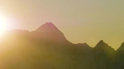 Sunrise, Sunset Over Misty North Caucasus Mountain Range Stock Footage 320853554