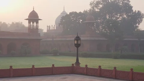 Sunrise at the Taj Mahal complex in Agra, India Stock Footage 101232255