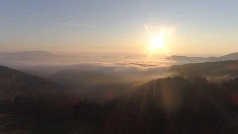 Sunrise in Tatras, Panoramic View Stock Footage 97580153