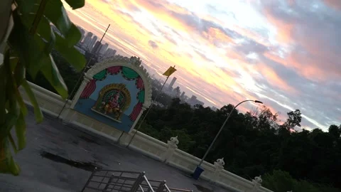 Sunrise at the temple on the top of the hill Stock-Footage 147596576