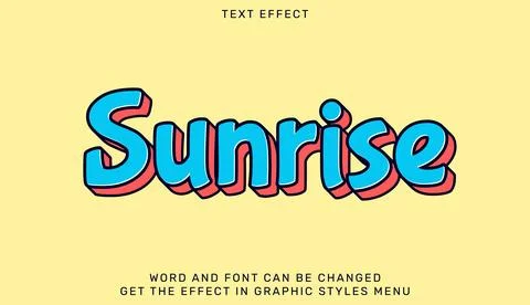 Sunrise text effect in 3d style Stock Illustration