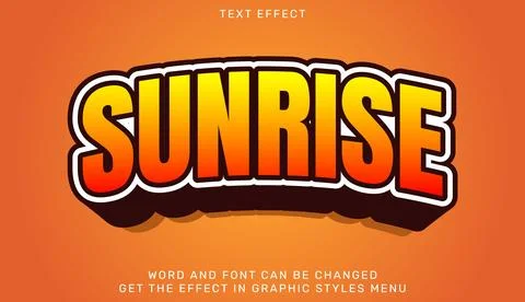 Sunrise text effect template in 3d design Stock Illustration