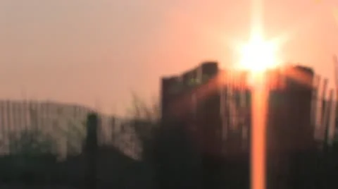 Sunrise through beach fence Stock Footage 12673161