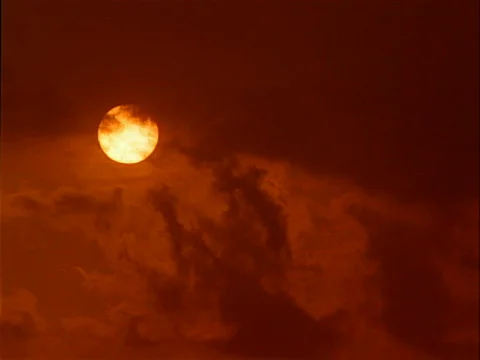 Sunrise through Fiery Red Clouds 400x300 Stock Footage 530367