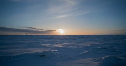 Sunrise through Sunset Time Lapse Over Frozen Bering Sea Ice, Arctic Alaska Stock Footage 72333318