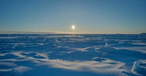 Sunrise through Sunset Time Lapse Over Frozen Bering Sea Ice, Arctic Alaska Stock Footage 72373749