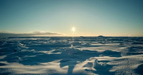 Sunrise through Sunset Time Lapse Over Frozen Bering Sea Ice, Arctic Alaska Stock Footage 72375850