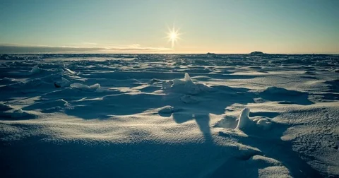 Sunrise through Sunset Time Lapse Over Frozen Bering Sea Ice, Arctic Alaska Stock Footage 72376688
