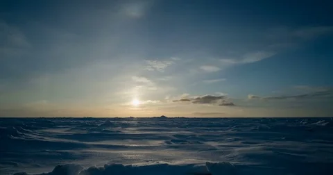 Sunrise through Sunset Time Lapse Over Frozen Bering Sea Ice, Arctic Alaska Stock Footage 72389652
