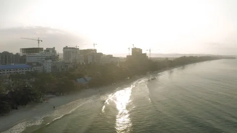 Sunrise time Construction Crane and building process 4K Drone shot Stock-Footage 119365641