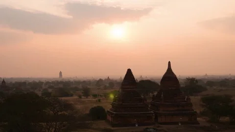 Sunrise time lapse Bagan ancient temples, Myanmar, Burma Stock Footage 84898755