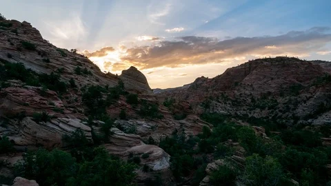 Sunrise Time Lapse Behind Canyon Overlook In Zion Stock Footage 95756872