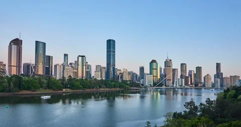 Sunrise Time Lapse of Brisbane CBD, Brisbane, QLD, Australia, 10-20-2025 Stock Footage 320035565