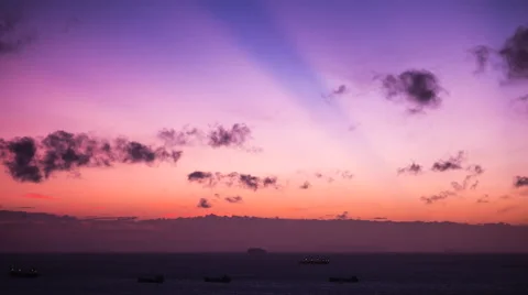 Before Sunrise Time Lapse of Clouds and Boats Video stock 58387927