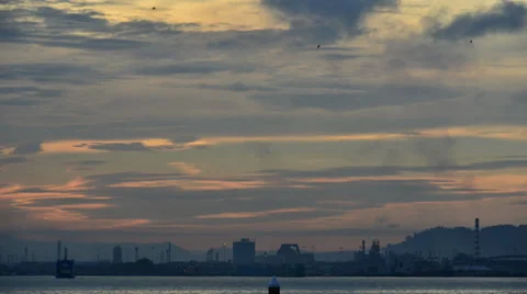 Sunrise time lapse at ferry terminal Stock Footage 32819465