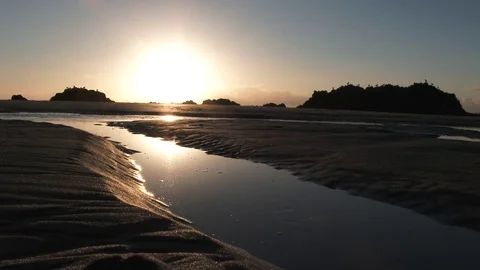 Sunrise Time Lapse On Low Tide Beach Stock Footage 73019576