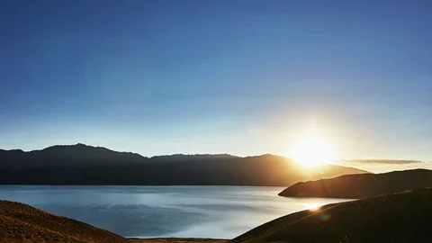 Sunrise time lapse of mountain lake in Tajikistan. Pamir highway. Summer time Stock Footage 70893992