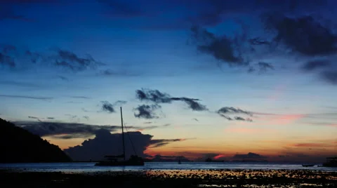 Sunrise Time Lapse over bay and beach with Tide Rolling In Stock Footage 56930136