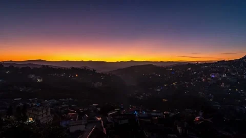 Sunrise Time lapse Over Kohima Town Stock Footage