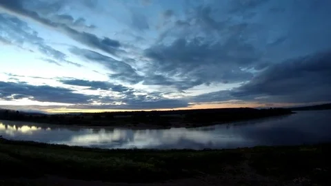 Sunrise time lapse on the river Stock Footage 77673652