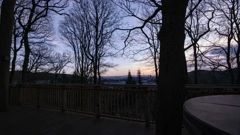 Sunrise time lapse shot from a balcony of a tree house Stock Footage 236329587