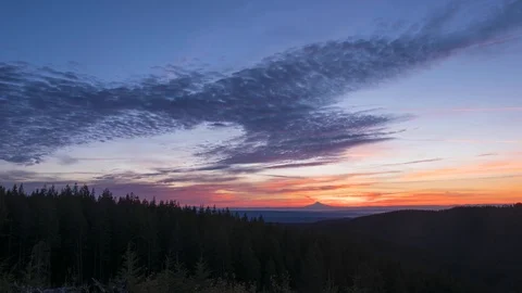 Sunrise time lapse of sky with mountain and forest Mt. Hood Oregon Stock Footage 104520084