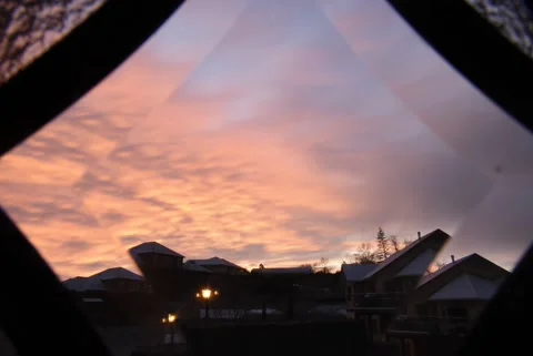 Sunrise Time Lapse through leaded glass Video stock 144446726