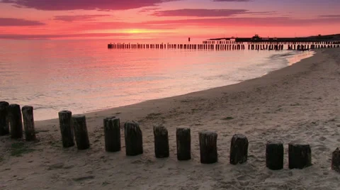 Sunrise time over the Sea Stock Footage 32594623