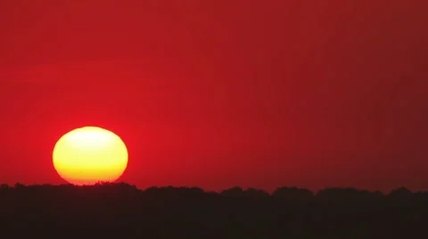 Sunrise time with red sun and Time lapse without birds Stock Footage