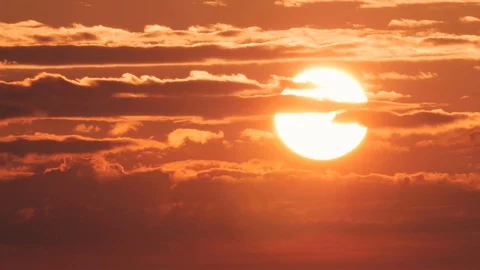 Sunrise Timelapse 4k Orange Cloudy Sky - Telephoto Lens Stock Footage 127914154