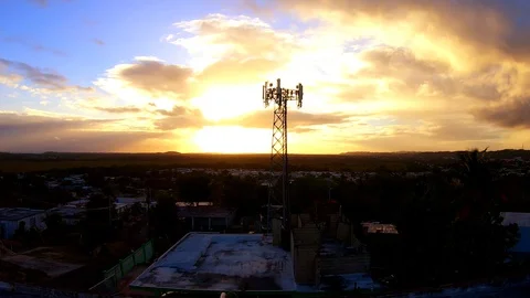 Sunrise Timelapse , Antenna Tower Stock Footage 130149946