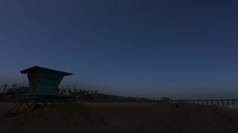 Sunrise Timelapse of a Lifeguard Tower on the Beach Stock Footage 45978475