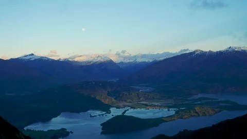 Sunrise Timelapse of New Zealand Mountains - Landscape Stock Footage