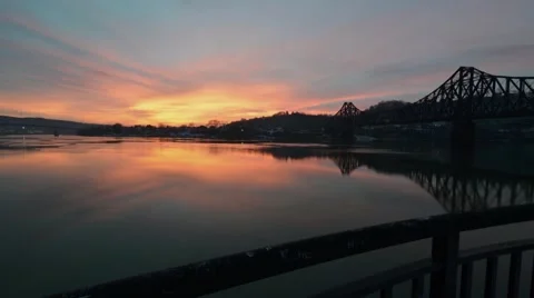 Sunrise timelapse  of the Ohio River in Winter Stock Footage 59192970