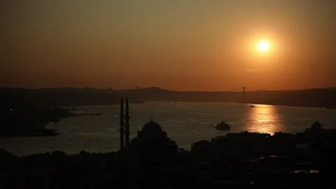 With sunrise timelapse over the bridge Video stock 145795106