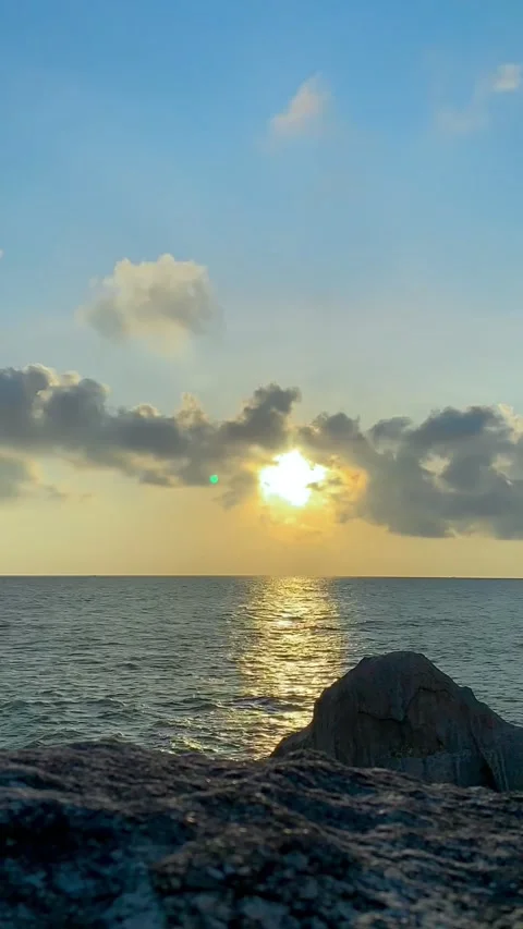 Sunrise Timelapse Over Ocean at Batu Karang Beach Bangka Belitung Stock Footage 337105384