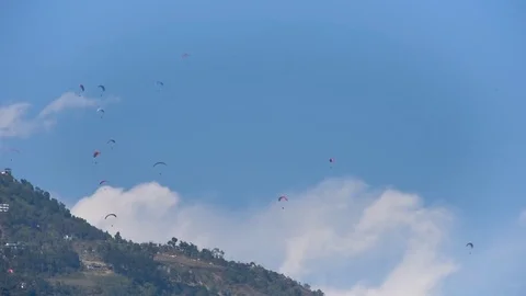 Sunrise Timelapse of Snow Capped Himalayan Ridge Mountains - Pokhara Nepal Stock Footage 80744664